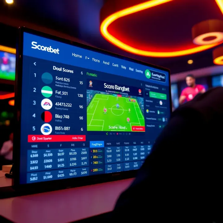 Screenshot of Score Bangbet platform displaying live football scores and match statistics