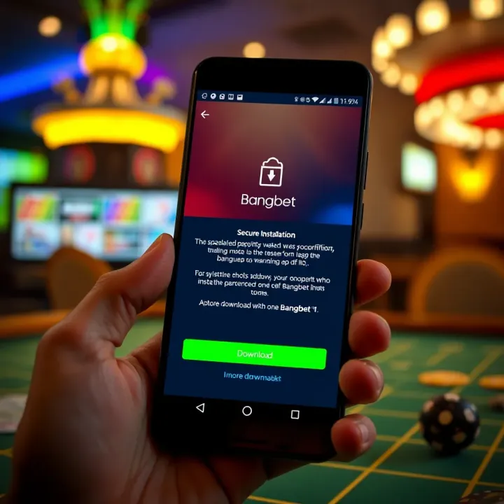Screenshot of the Bangbet app installation confirmation on an Android device with secure download notification