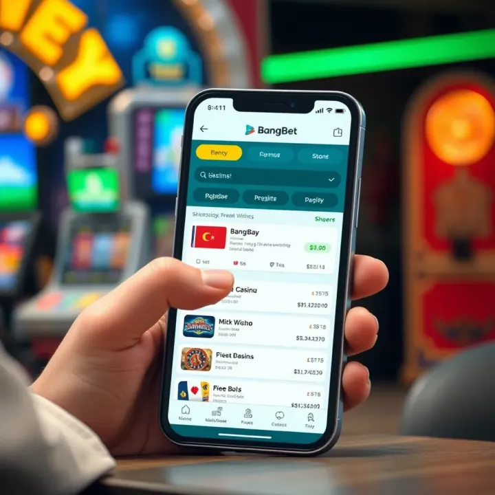 User browsing shopping features on BangBet’s classic mobile interface with betting options