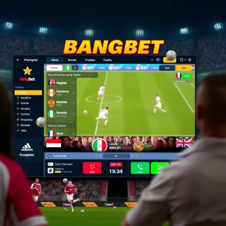 Football match live streaming interface on Bangbet platform with betting options displayed