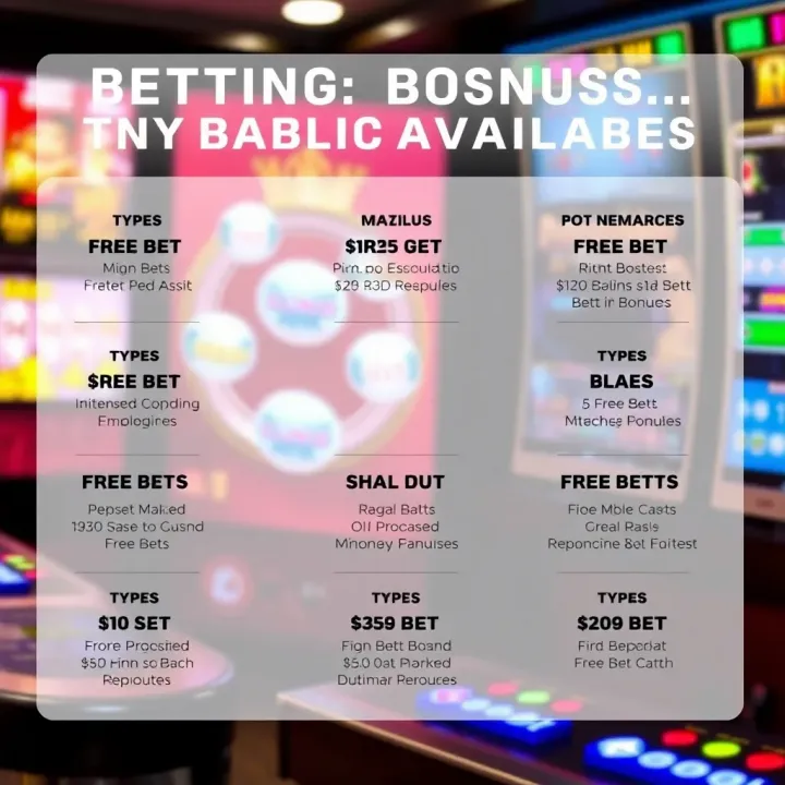 Graphic showing various types of betting bonuses like free bets and deposit matches