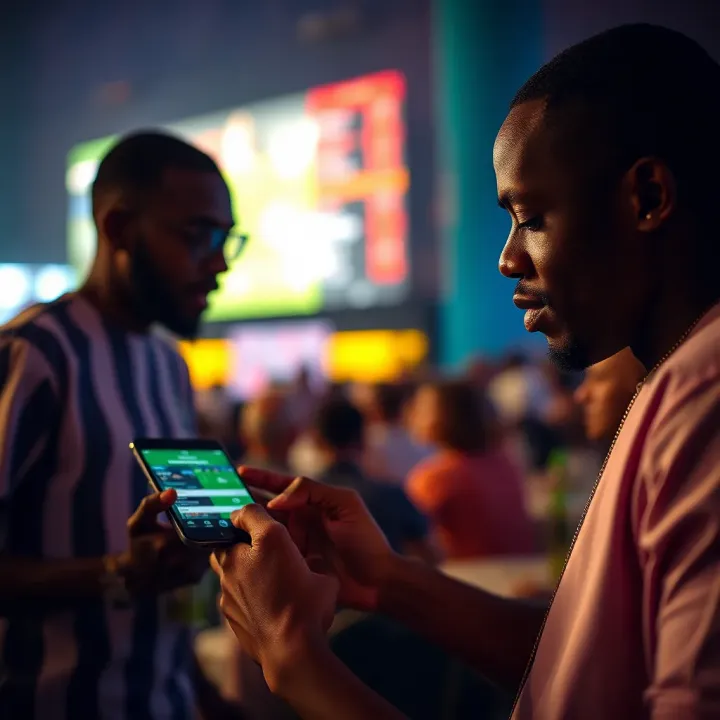 Nigerian fan placing a bet on Tottenham Hotspur match using Bangbet platform on a smartphone