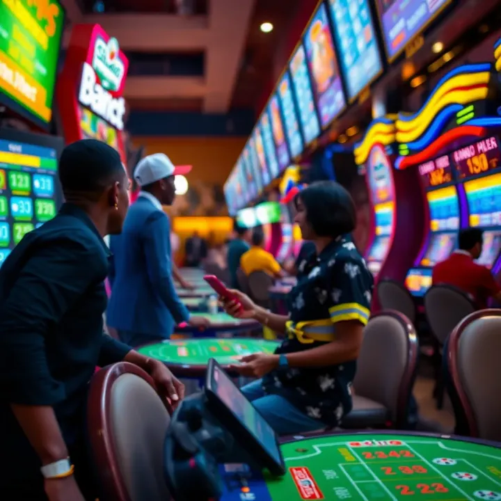 Illustration showing the integration of mobile technology with traditional sports betting in Nigeria