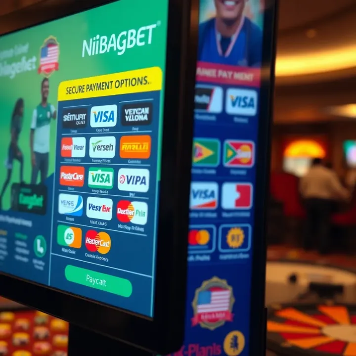 Various secure payment methods available on Nig Bangbet platform displayed on a digital screen